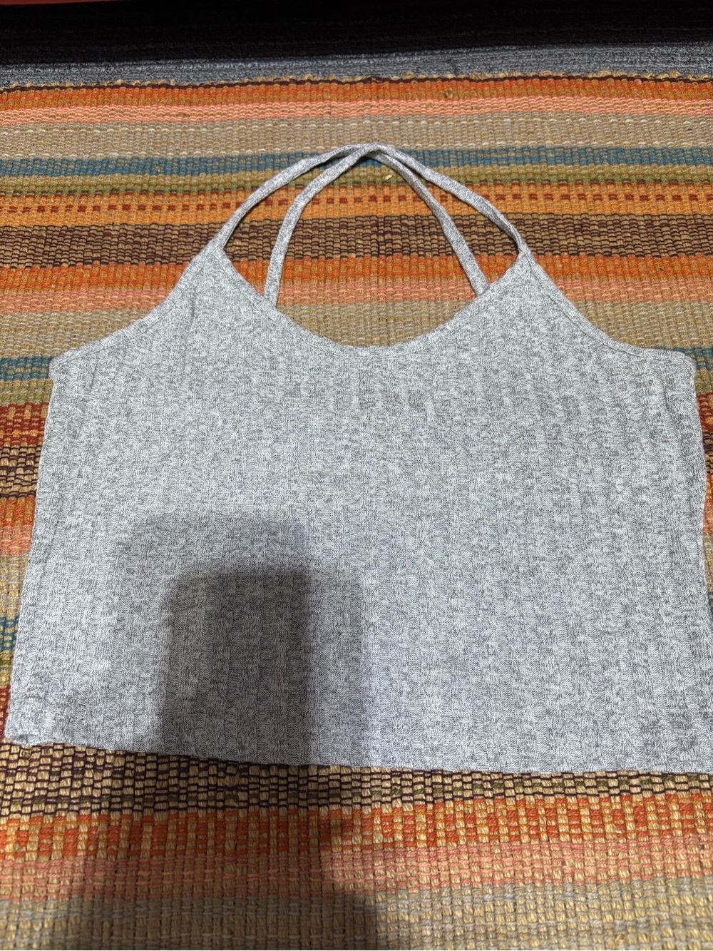 SHEIN Gray Ribbed Double-Strap Cropped Camisole